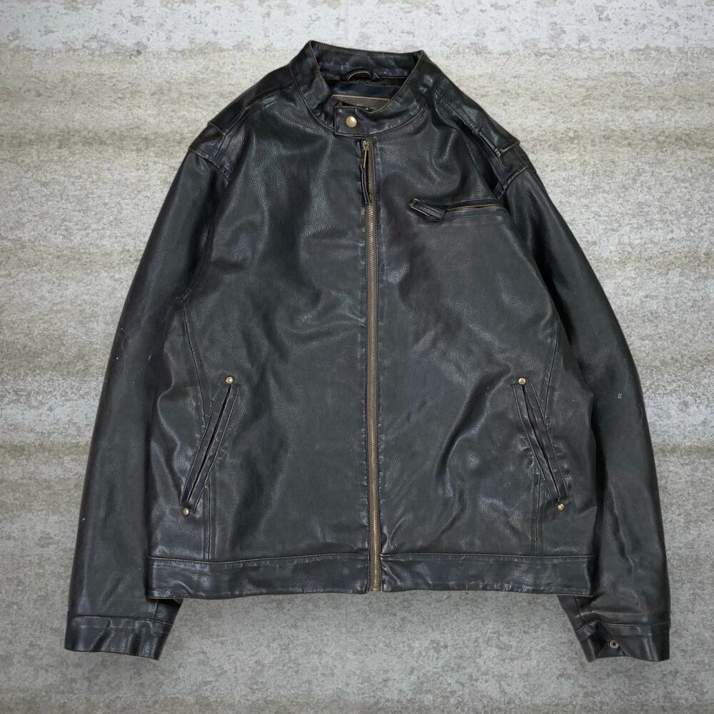 Vintage 90s Arizona Faux Leather Jacket Mens L Mocha Brown Insulated Full Zip